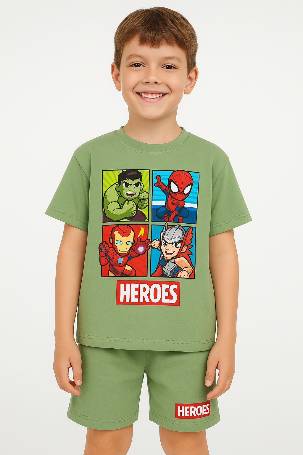 Conjunto Super Heróis Mavel Verde – Camiseta + Short