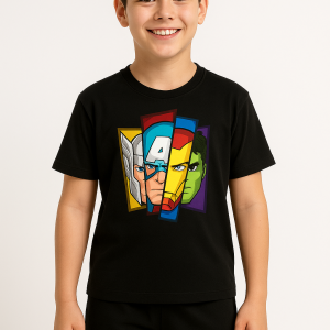 Conjunto Super Heróis Marvel Preto – Camiseta + Short