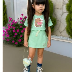 Conjunto Capivara cor Verde – Camiseta + Short/Saia