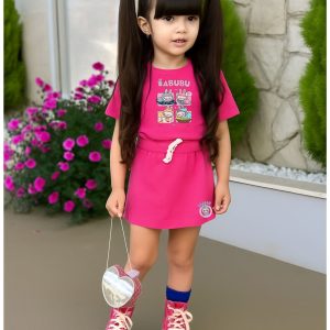 Conjunto Labubu Pink – Camiseta + Short/Saia