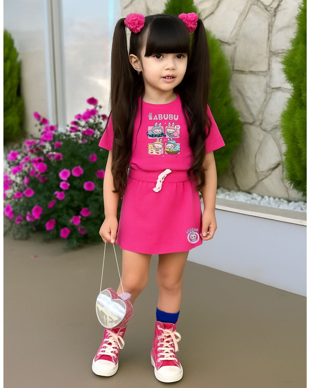 Conjunto Labubu Pink – Camiseta + Short/Saia