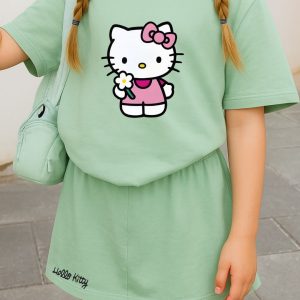 Conjunto Hello Kitty Verde– Camiseta + Short/Saia