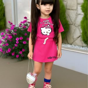 Conjunto Hello Kitty Pink – Camiseta + Short/Saia