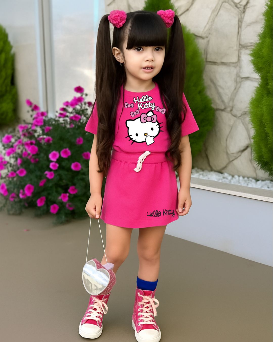 Conjunto Hello Kitty Pink – Camiseta + Short/Saia