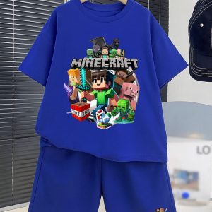 Conjunto Minecraft Azul – Camiseta + Short