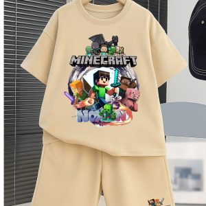 Conjunto Minecraft Bege – Camiseta + Short