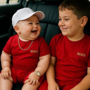 Conjunto Infantil Vermelho Boss dourado – para Meninos